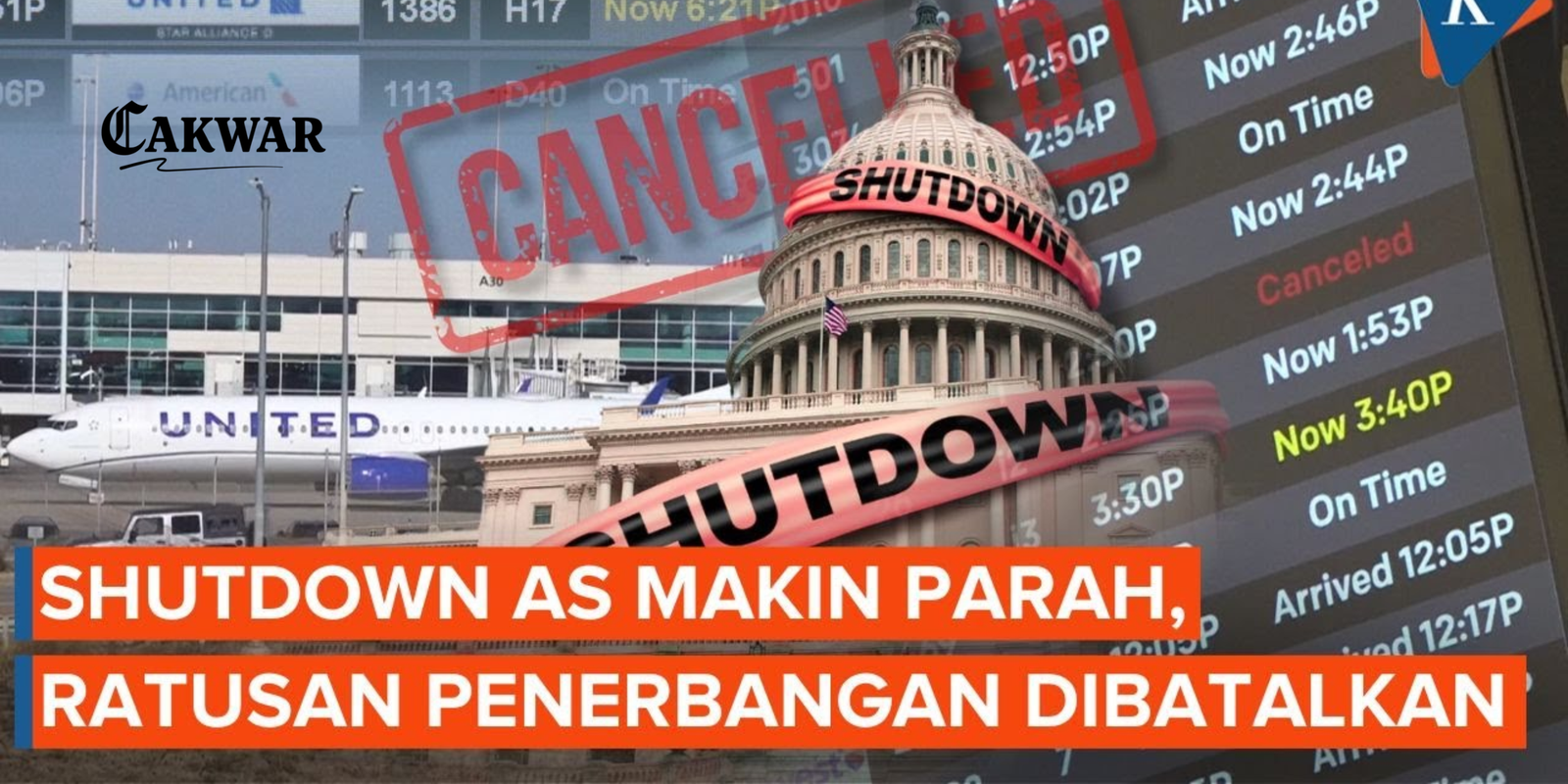 Pemerintah AS Bisa Paksa Maskapai Pangkas 20% Jadwal Penerbangan Akibat Shutdown
