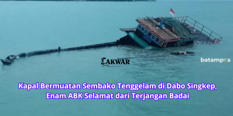 Kapal Bermuatan Sembako Tenggelam di Dabo Singkep, Enam ABK Selamat dari Terjangan Badai
