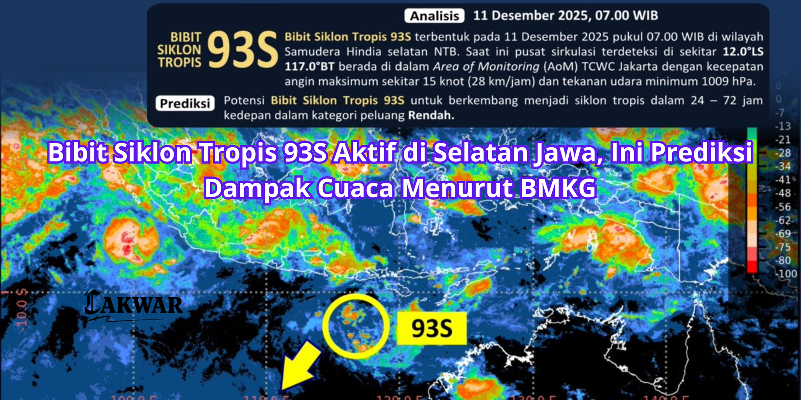 Bibit Siklon Tropis 93S Aktif di Selatan Jawa, Ini Prediksi Dampak Cuaca Menurut BMKG
