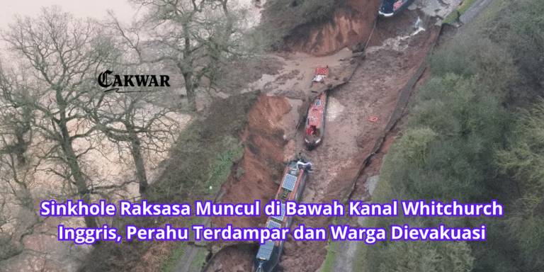 Sinkhole Raksasa Muncul di Bawah Kanal Whitchurch Inggris, Perahu Terdampar dan Warga Dievakuasi