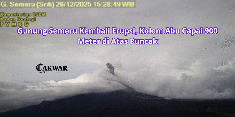 Gunung Semeru Kembali Erupsi, Kolom Abu Capai 900 Meter di Atas Puncak