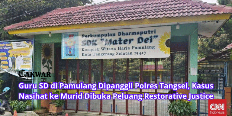 Guru SD di Pamulang Dipanggil Polres Tangsel, Kasus Nasihat ke Murid Dibuka Peluang Restorative Justice
