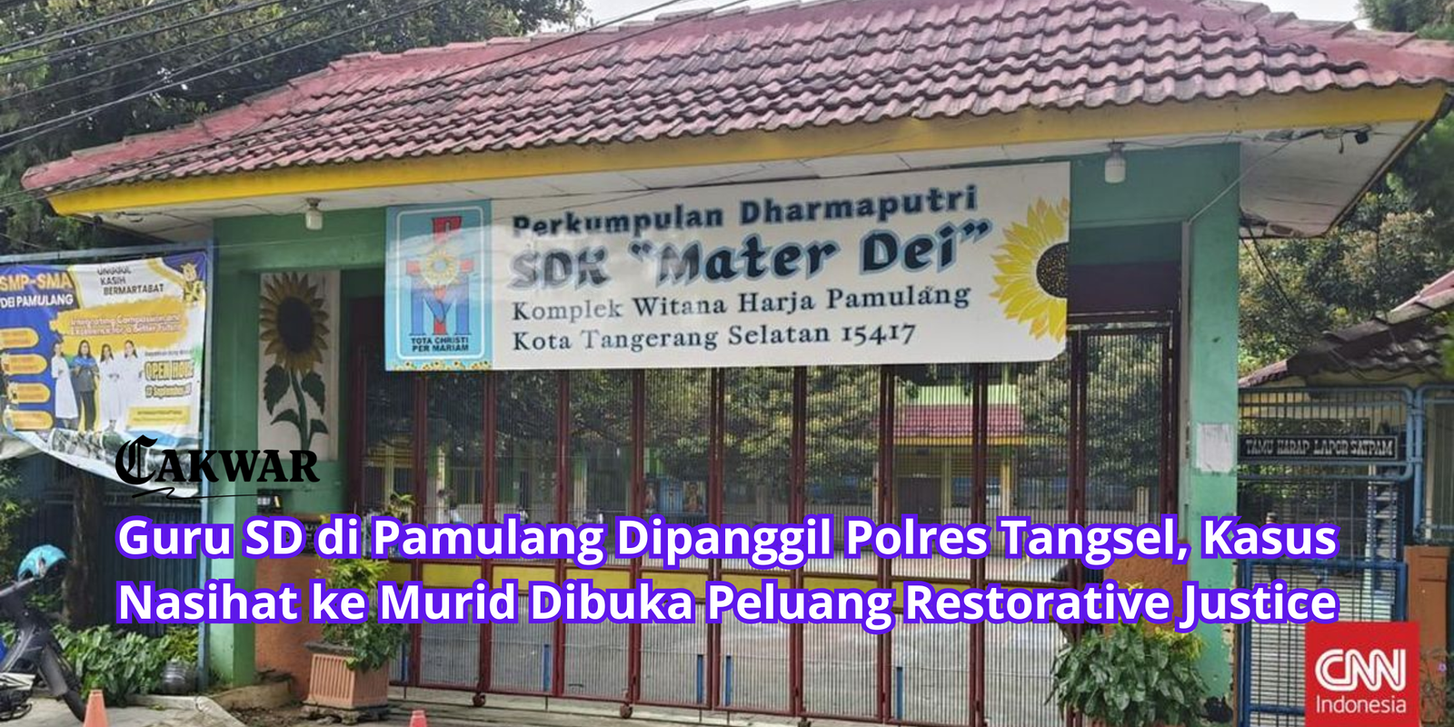 Guru SD di Pamulang Dipanggil Polres Tangsel, Kasus Nasihat ke Murid Dibuka Peluang Restorative Justice