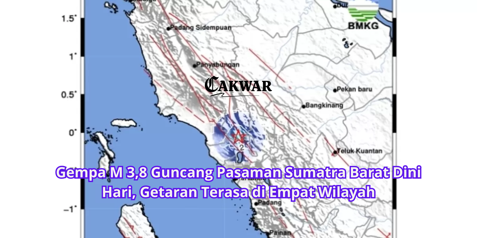Gempa M 3,8 Guncang Pasaman Sumatra Barat Dini Hari, Getaran Terasa di Empat Wilayah
