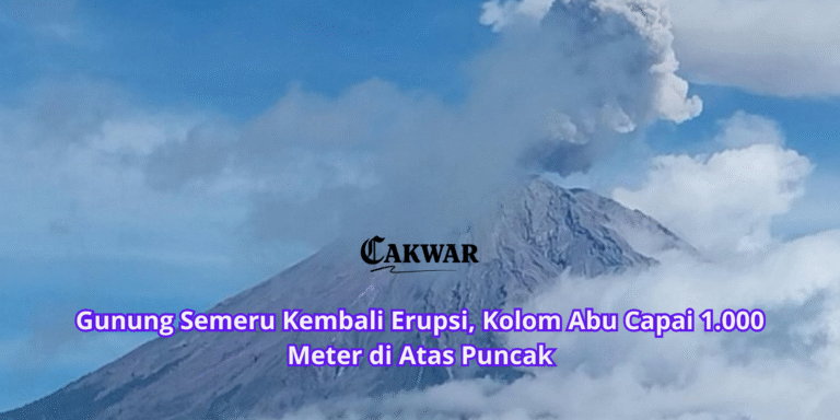 Gunung Semeru Kembali Erupsi, Kolom Abu Capai 1.000 Meter di Atas Puncak