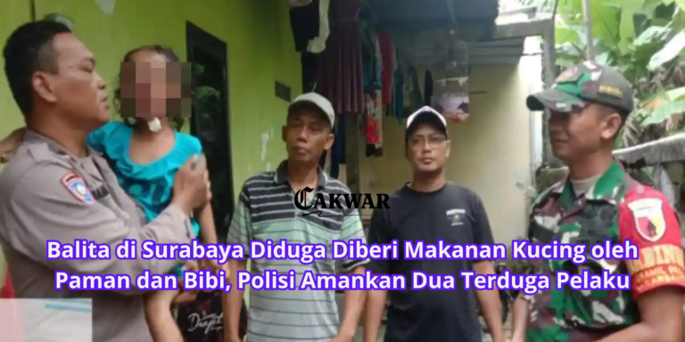 Balita di Surabaya Diduga Diberi Makanan Kucing oleh Paman dan Bibi, Polisi Amankan Dua Terduga Pelaku