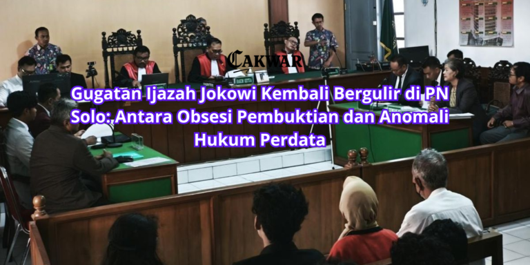 Gugatan Ijazah Jokowi Kembali Bergulir di PN Solo: Antara Obsesi Pembuktian dan Anomali Hukum Perdata