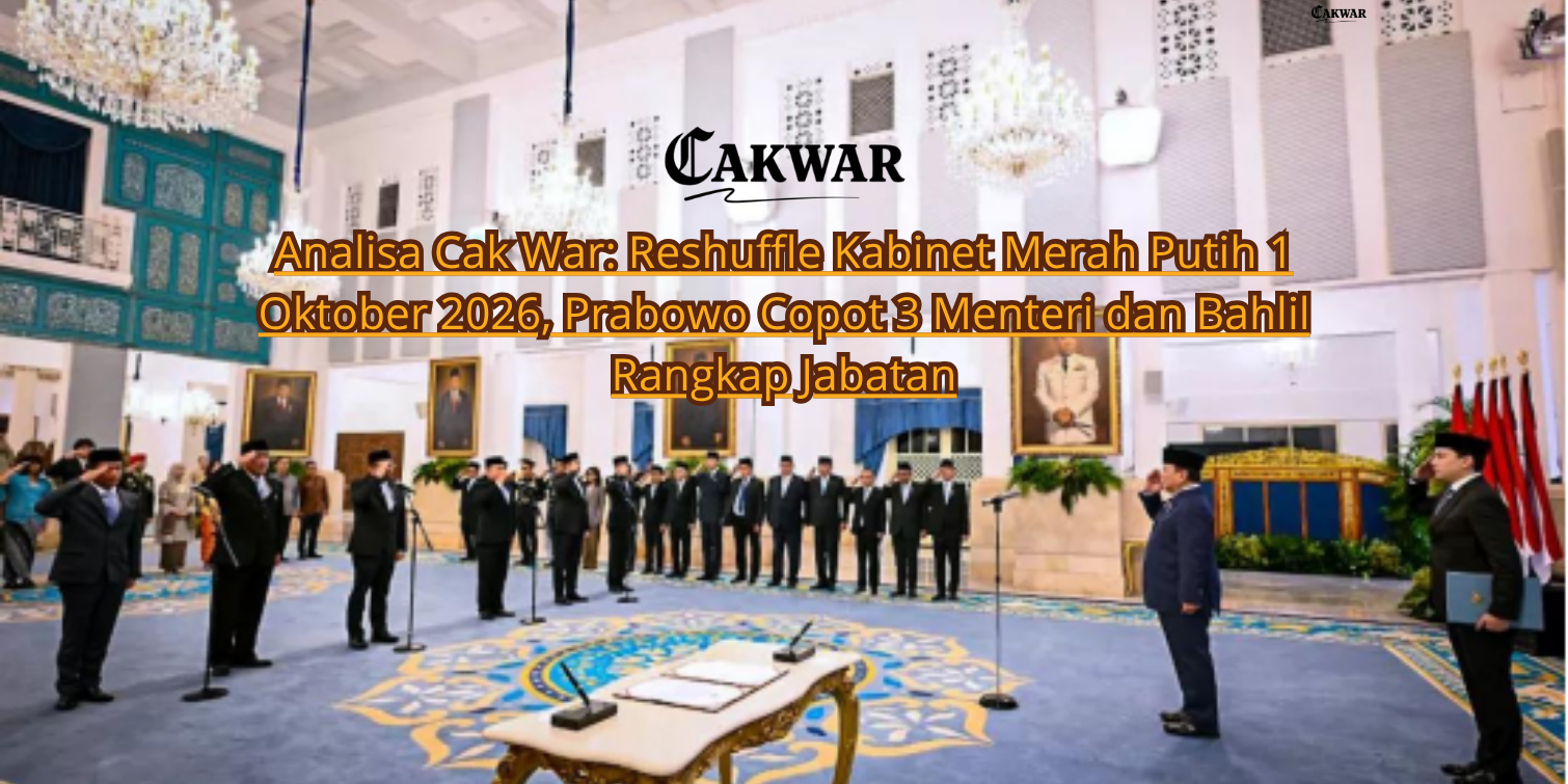 Analisa Cak War: Reshuffle Kabinet Merah Putih 1 Oktober 2026, Prabowo Copot 3 Menteri dan Bahlil Rangkap Jabatan